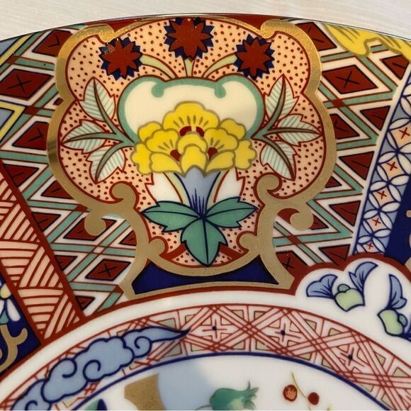 Japanese Imari Ware Porcelain Ceramic Plate Floral Design Collectible -Vtg! - Picture 7 of 17
